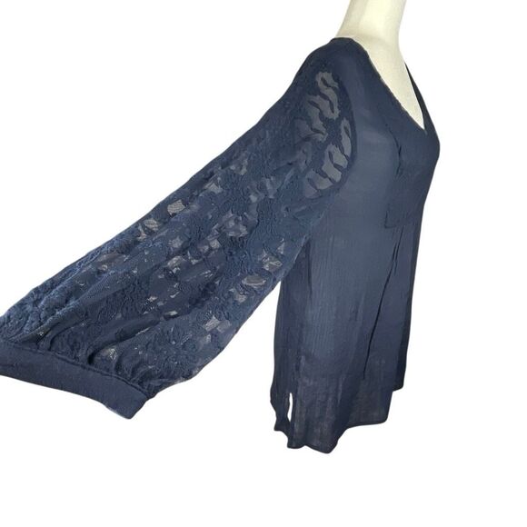 Indigo Soul Semi Sheer Lace Trim Tunic XL - Picture 2 of 5